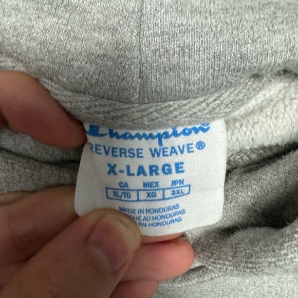 Champion Brand Reverse Weave Gray Essential Hoodie Sweater - Picture 3 of 7